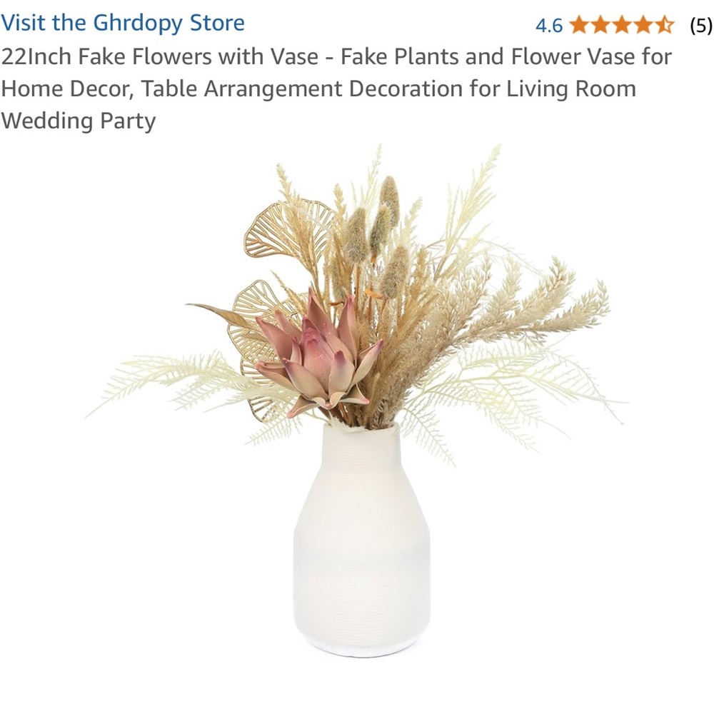 Faux Floral Arrangement with Vase - Pink and Cream